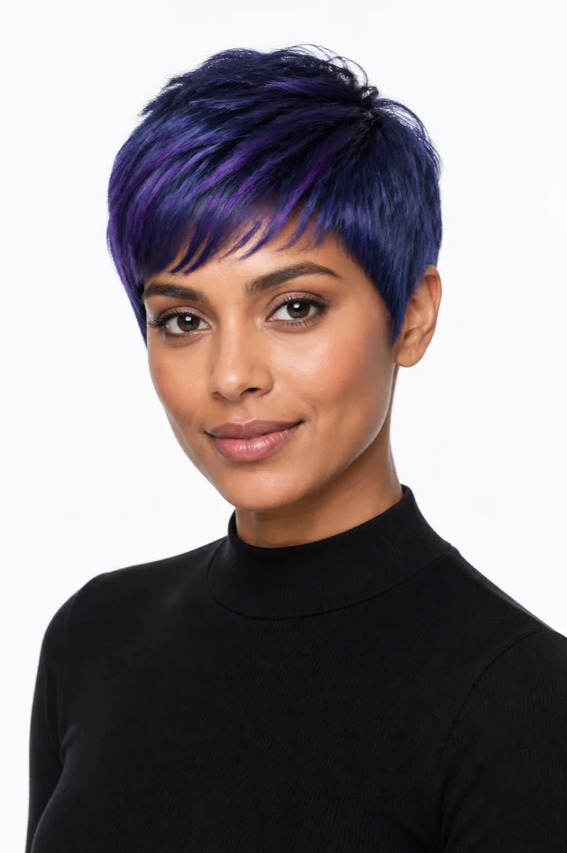 Blue-Purple Pixie hairstyle