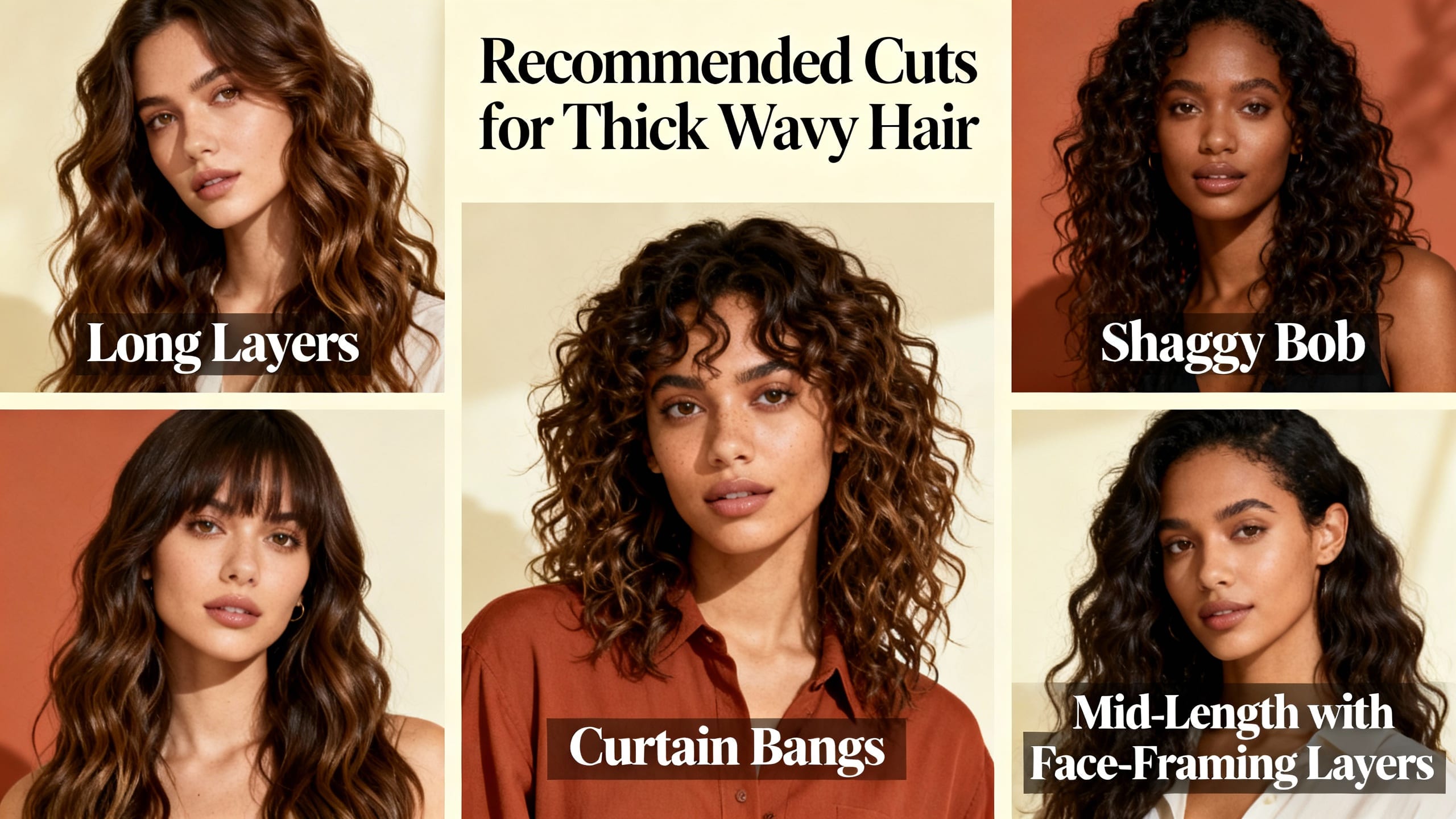 Thick wavy haircut shape reference